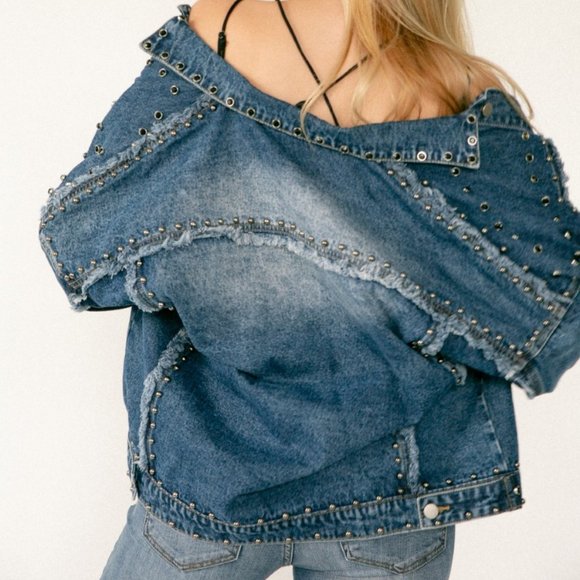 NEW VOCAL DENIM JEAN JACKET OVERSIZED VINTAGE harley biker rocker SM-XL western - Picture 5 of 5